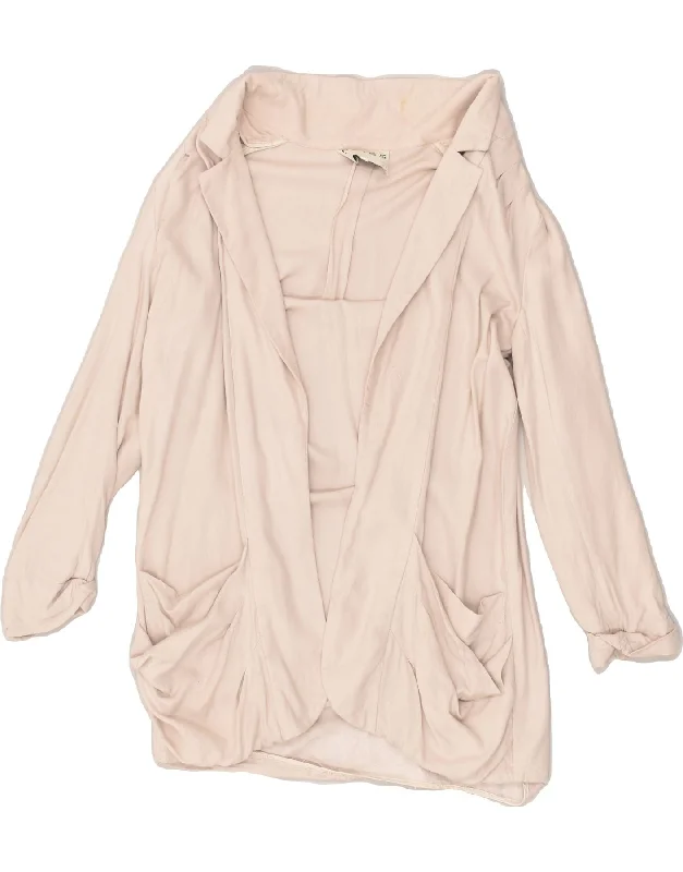 REISS Womens Cardigan Top UK 10 Small Off White Rayon Fabric Velvet Fabric Corduroy Fabric