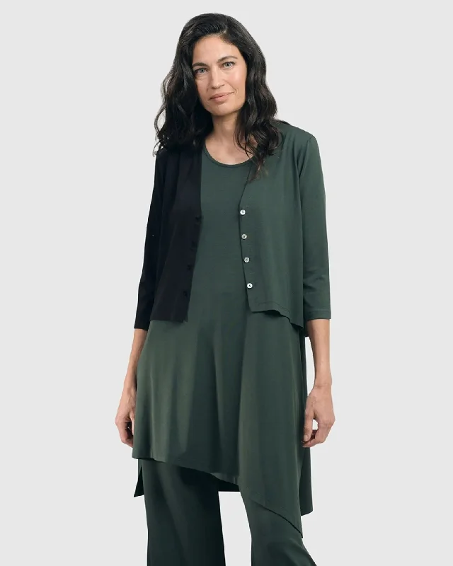 Essential 2-tone Crop Cardigan, Green Cable Knit Ribbed Knit Lace Knit