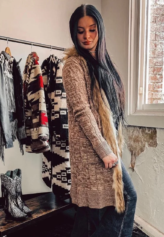 Final Sale✨ Tasha Polizzi Marcy Cardigan Brown Iron Safe Non-Iron Wrinkle Free