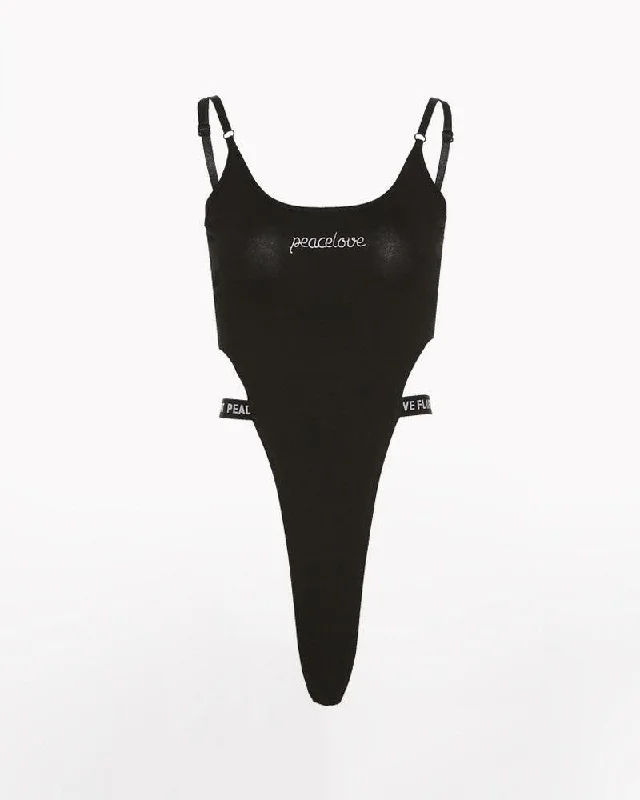 Techwear Letter Tank Top Bodysuit lace back tank