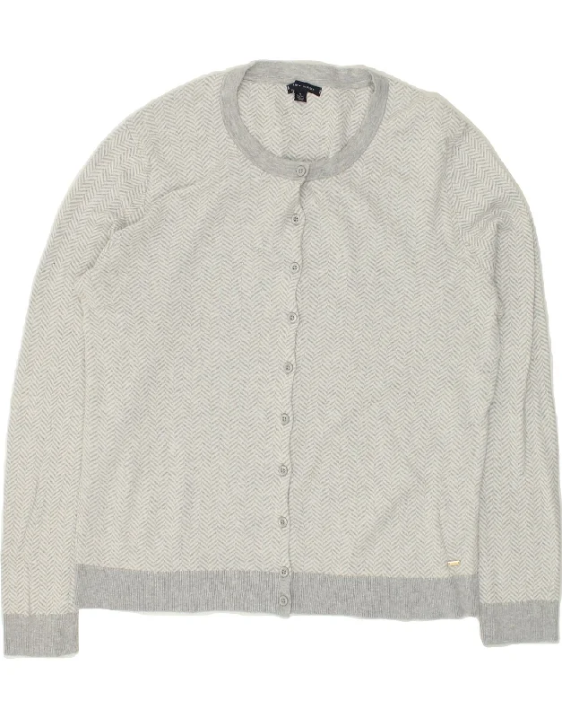 TOMMY HILFIGER Womens Tall Cardigan Sweater UK 18 XL Grey Herringbone Solid Color Striped Floral Print TOMMY HILFIGER Womens Tall Cardigan Sweater UK 18 XL Grey Herringbone Solid Color Striped Floral Print