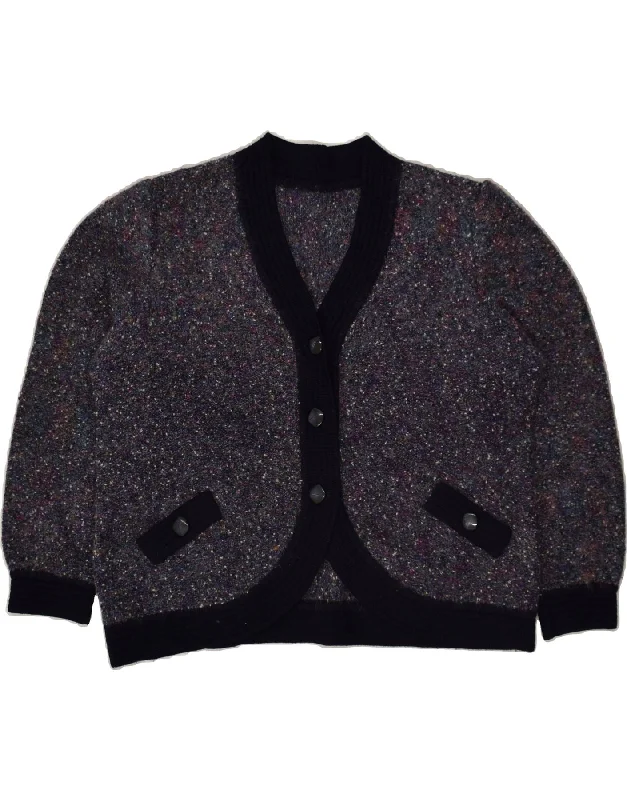VINTAGE Womens Cardigan Sweater UK 14 Large Purple Flecked Casual Formal Business