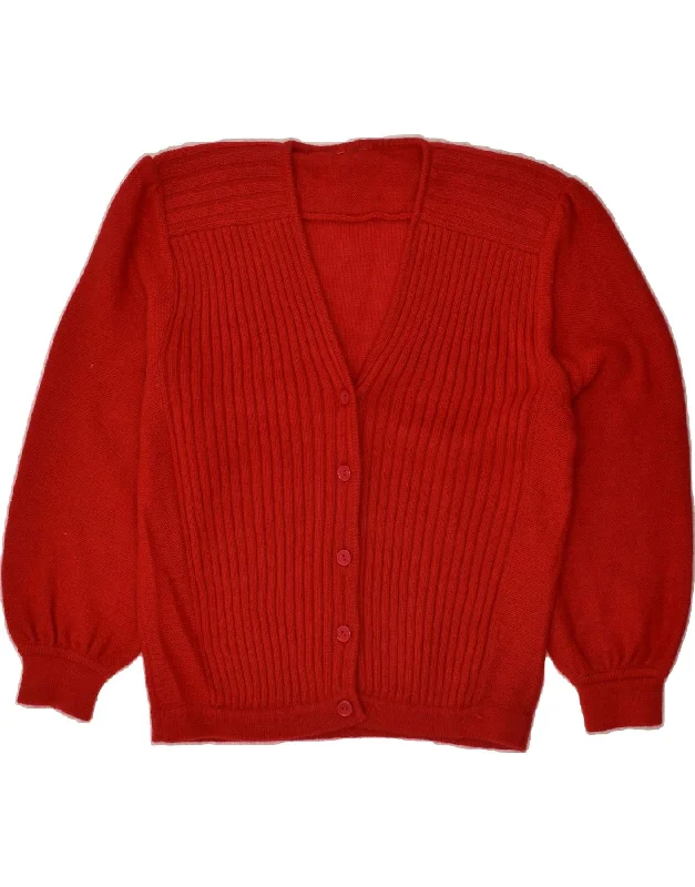 VINTAGE Womens Cardigan Sweater UK 16 Large Red Mesh Fabric Canvas Fabric Denim Fabric VINTAGE Womens Cardigan Sweater UK 16 Large Red Mesh Fabric Canvas Fabric Denim Fabric