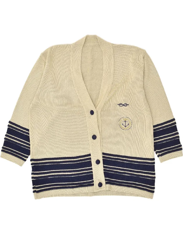 VINTAGE Womens Cardigan Sweater UK 18 XL Beige Colourblock Acrylic Lightweight Heavyweight Midweight VINTAGE Womens Cardigan Sweater UK 18 XL Beige Colourblock Acrylic Lightweight Heavyweight Midweight