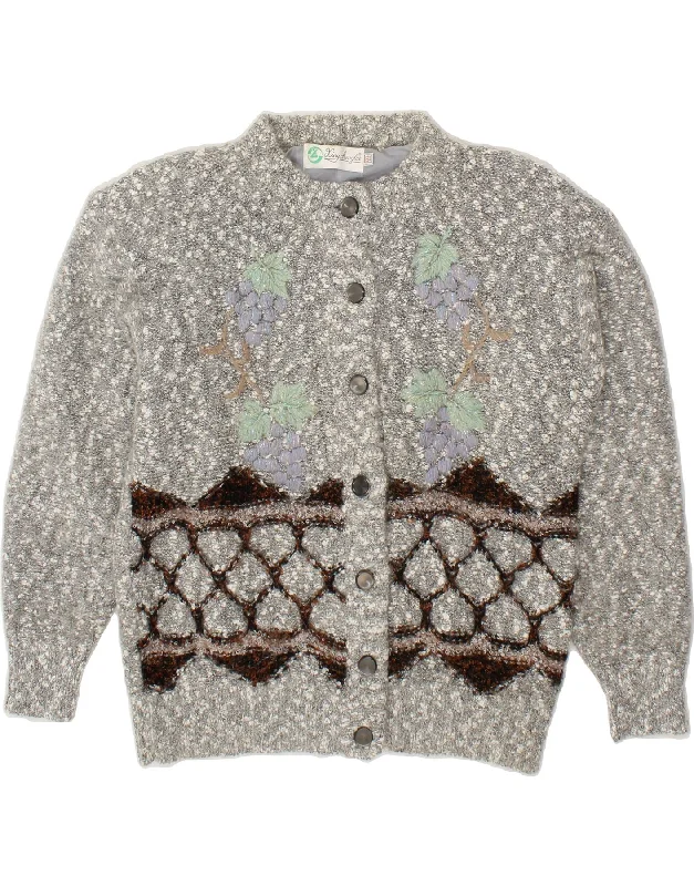 VINTAGE Womens Cardigan Sweater UK 20 2XL Grey Elegant Classic Vintage