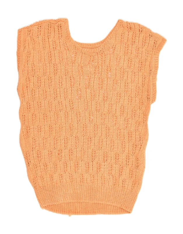 VINTAGE Womens Vest Tank Top UK 12 Medium Orange breathable tank top