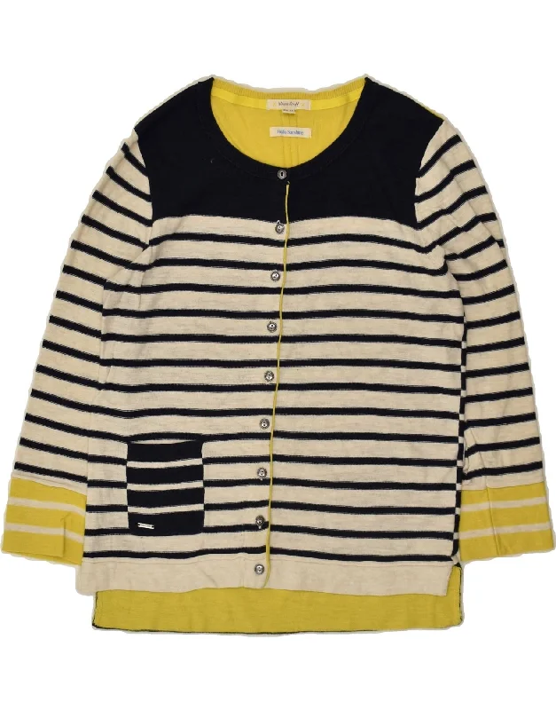 WHITE STUFF Womens Cardigan Sweater UK 10 Small Navy Blue Striped Nautical Elegant Classic Vintage WHITE STUFF Womens Cardigan Sweater UK 10 Small Navy Blue Striped Nautical Elegant Classic Vintage