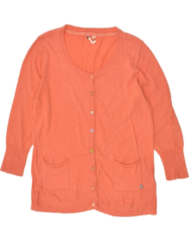 WHITE STUFF Womens Cardigan Sweater UK 12 Medium  Orange Cotton Faux Fur Fabric Real Fur Fabric Shearling Fabric