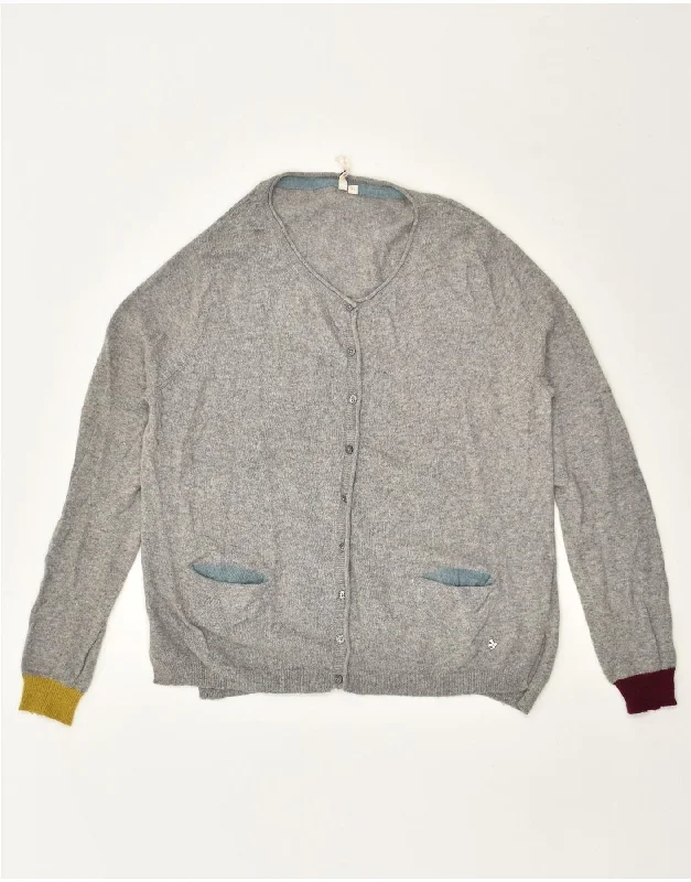 WHITE STUFF Womens Cardigan Sweater UK 14 Large Grey Viscose Embroidered Appliqued Beaded