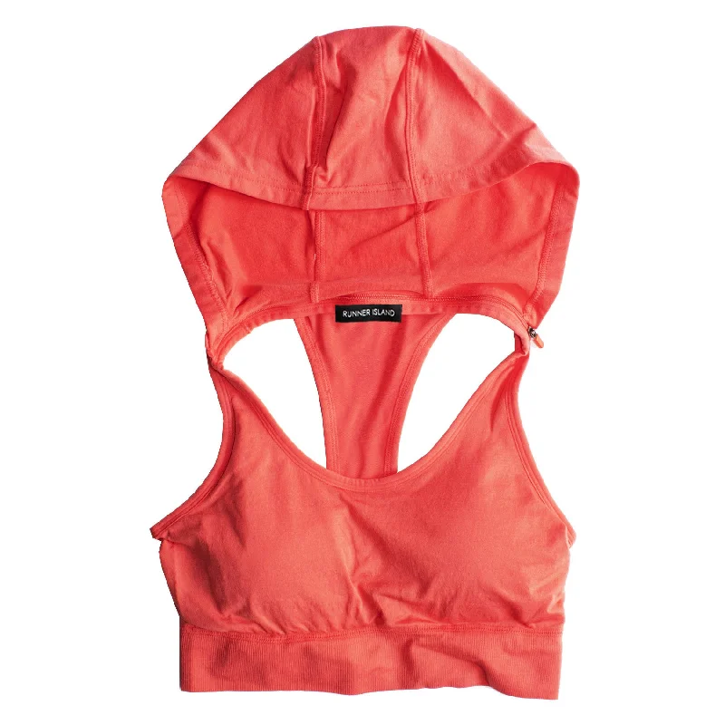 Runner Island Womens Coral Sports Bra Tank Top Hoodie flowy tank top
