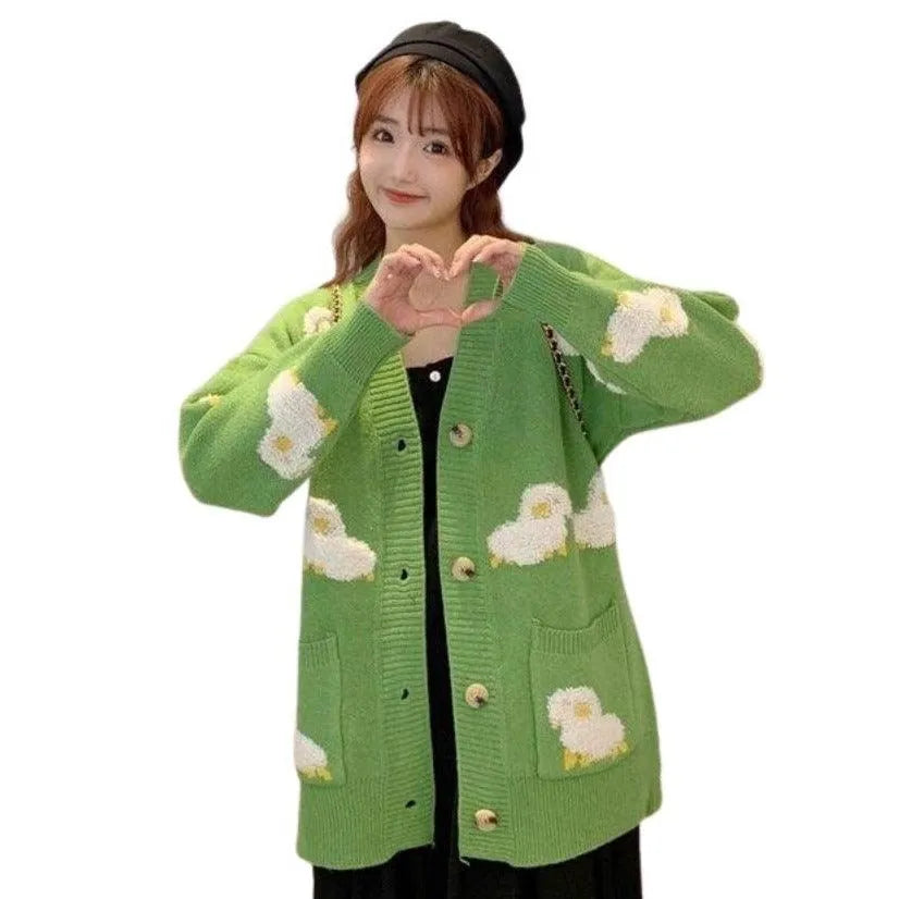 Fluffy Sheep Cardigan: Sheep print with a tufted texture Cotton Fabric Linen Fabric Terry Fabric Fluffy Sheep Cardigan: Sheep print with a tufted texture Cotton Fabric Linen Fabric Terry Fabric