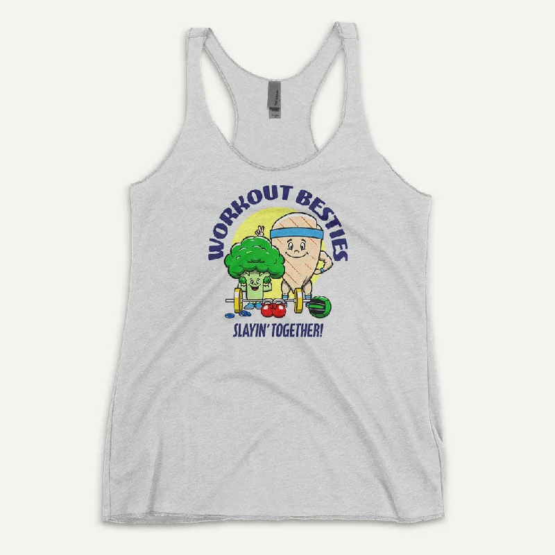 Workout Besties Chicken Breast And Broccoli Women’s Tank Top turquoise tank top