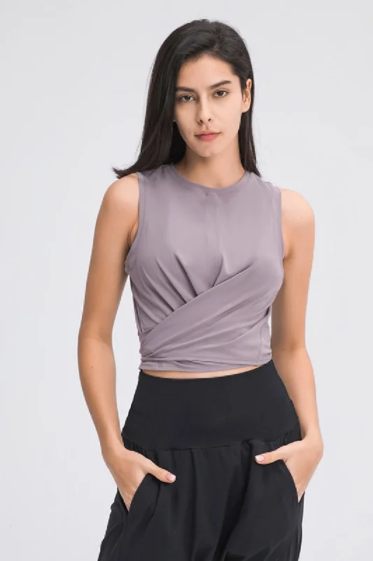 Wrap Front Sports Tank Top solid color tank